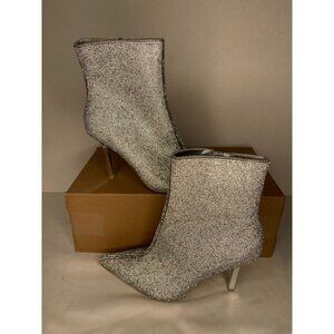 Steve Madden Womens Elysia Silver Zip Up‎ Pumps Shoes 8 Medium  ELYS06S1